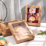 Marble Texture Pattern Paper Gift Boxes, with Clear Window, Packaging Boxes, BurlyWood, Box: 17.5x13.5x3.5cm, Unfold: 29x17x0.1cm