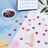 Glass Cabochons, Mosaic Tiles, with Glitter Powder, for Home Decoration or DIY Crafts, Square, Mixed Color, 10x10x4.5mm, about 220pcs/box