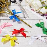 Polyester Packaging Ribbon Bows, Gift Pull Bows, with Iron Wire Twist Ties, for DIY Gift Wrap Decoration, Wedding Candy Party Decoration, Mixed Color, 56x45~52x4mm, 6colors, 30pcs/color, 180pcs/set