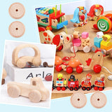 24Pcs Schima Wood Vehicle Wheels and 12Pcs Schima Wood Sticks, Toy Making Accessories, BurlyWood, Wheels: 3.8x1.2cm, Hole: 4.5mm, Sticks: 150x5mm