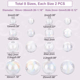 16Pcs 8 Style Handmade Two Holes Blown Glass Globe Beads, Round, for DIY Wish Bottle Pendants Glass Beads, Mixed Color, 10~30mm, Hole: 2~3mm, 2pcs/style