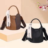 DIY Sew on PU Leather Bucket Bags Kits, with PU Leather Bag Bottom & Cover, Metal Clasps & Buckles, Needles, Thread, Sienna