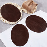 Oval Iron on/Sew On Patches, Flocked Cloth Appliques, Repair Patches for Knee or Elbow of Clothes, Coconut Brown, 140x110x0.8mm