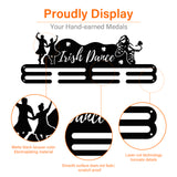 Iron Medal Holder Frame, Medals Display Hanger Rack, with Screws, Rectangle with Word Irish Dance, Electrophoresis Black, 150x400mm