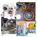 Mirror Glass Mosaic Tiles, for Home Decoration Crafts Jewelry Making, Flat Round, Clear, 15~30x1.5~4mm, 120pcs/box