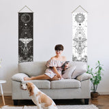 Moon & Sun Pattern Polyester Decorative Wall Tapestrys, for Home Decoration, with Wood Bar, Rope, Rectangle, Insect Pattern, 1300x330mm, 2pcs/set