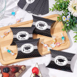 Paper Pillow Candy Box Treat Boxes, for Wedding Favors Baby Shower Birthday Party Supplies, Doctorial Hat Pattern, Black, 8.7x6.3x2.4cm, Unfold: 11.5x7x0.09cm