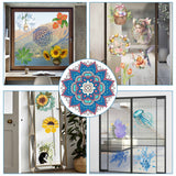 PVC Window Sticker, Flat Round Shape, for Window or Stairway  Home Decoration, Flower, 160x0.3mm, 4 styles, 1pc/style, 4pcs/set