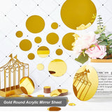 Acrylic Mirror Sheet, Acrylic Mirror Plate, Flat Round, for Wedding Table Centerpiece and Wall Decor, Gold, 200x1.5mm