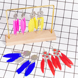 DIY Earring Making, with Tibetan Style Chandelier Component Links, Goose Feather Pendants, 304 Stainless Steel Cable Chains and Brass Earring Hooks, Feather, Mixed Color, 13.5x7x3cm