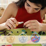 18Pcs 3 Colors 304 Stainless Steel Pendants, Flat Round with Mountain Charm, Mixed Color, 24x20x3mm, Hole: 1.8mm, 6pcs/color