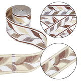 10M 2 Styles Embroidery Polyester Ribbon, Leaf Pattern, for Gift Bouquet Wrapping, Beige, 1-1/8~2-3/8 inch(30~60mm), 5m/style