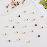 Brass Beads, with Rubber Inside, Slider Beads, Stopper Beads, Round, Mixed Color, 4x3mm, Hole: 0.1mm, 3 colors, 20pcs/color, 60pcs/box