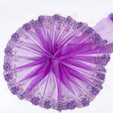 Flower Pattern Polyester Mesh Tulle Fabric, Garment Accessories, Purple, 19~20x0.07cm