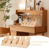 3 Rows Bamboo Earring Display Stands, for Stud Earrings, Earring Hook Storaging, BurlyWood, 6.3~11.9x4.8~34.4x0.3~2cm, about 16pcs/set