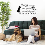 PVC Wall Stickers, for Wall Decoration, Word Dogs Leave Paw Prints on Your Heart, Black, 310x600mm