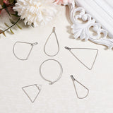 304 Stainless Steel Wire Pendants, Hoop Earring Findings, Mixed Shapes, Stainless Steel Color, 74x73x25mm, 60pcs/box