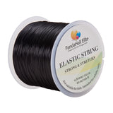 Flat Elastic Crystal String, Elastic Beading Thread, for Stretch Bracelet Making, Flat, Black, 0.8mm, about 60m/roll