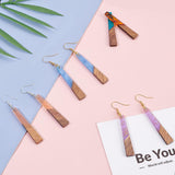 DIY 10Pairs Trapezoid Earring Making Kits, Including 10 Colors Resin & Walnut Wood Pendants, Brass Earring Hooks & Jump Rings, Mixed Color, 44.5x8x3mm, hole: 2mm