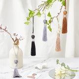 8Pcs Polyester Tassel Pendant Decorations, with CCB Plastic Beads, Black, 22.7~23.6cm