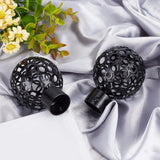 Iron Round Curtain Rod Finials, Screws Curtain Rods, Cage, Electrophoresis Black, 57x78mm, Inner Diameter: 22.3mm