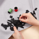 Polyester Embroidery Flower Ornament Accessories, for Cuff Colar Decoration, Black, 280x136x3mm
