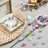 100Pcs 5 Styles Resin & Acrylic European Beads, Large Hole Beads, with Silver Color Plated Brass Cores, Faceted, Rondelle, Mixed Color, 13~14x8~9.5mm, Hole: 4.8~5mm, 20pcs/style