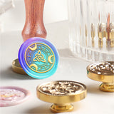 Brass Wax Seal Stamp with Handle, for DIY Scrapbooking, Trinity Knot Pattern, 89x30mm