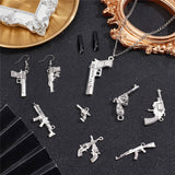 Zinc Tibetan Style Alloy Pendants, Gun, Antique Silver, 14~81x10~26x2~5mm, Hole: 1.4~3.4mm, 30pcs/bag, 1 bag/box