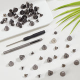 Accessories, with Alloy Screw Nut & Screws, Screwdriver and Hollow Hole Punch Cutter Tool, for DIY Handmade Leather Craft, Gunmetal, 10.5x8mm, Hole: 2.6mm, 30pcs/set