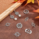 DIY Findings Kits, Including Tibetan Style Alloy Links & Pendants, Chakra Theme, Antique Silver, 84pcs/set