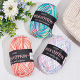 3 Rolls 3 Colors 3-Ply Crochet Yarn, Multi-Colored Acrylic Cotton Wool Knitting Yarn, Hand Knitting Weaving Yarn Crochet Thread, Mixed Color, 2.5x1.5mm, about 130m/roll, 1 roll/color