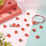 100Pcs Translucent Epoxy Resin Decoden Cabochons, Strawberry, Red, 14x13x7mm