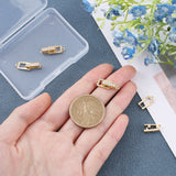 4 Sets Brass Rhinestone Fold Over Clasps, Rectangle, Golden, 20x6.5x5mm, Hole: 1mm and 1.2mm