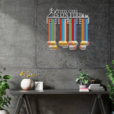 Fashion Iron Medal Hanger Holder Display Wall Rack, 3 Lines, with Screws, Word This Girl Is On Fire, Running Pattern, 150x400mm, Hole: 5mm