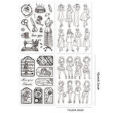 4 Sheets 4 Styles PVC Plastic Clear Stamps, for DIY Scrapbooking, Photo Album Decorative, Cards Making, Stamp Sheets, Mixed Shapes, 16x11x0.3cm, 1 sheet/style