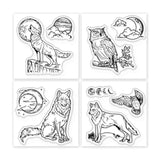 4Pcs 4 Styles PVC Stamp, for DIY Scrapbooking, Wolf, 55x55mm, 1pc/style