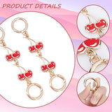 Alloy Enamel Cherry Link Chains for Purse Chains, Purse Strap Extender, with Spring Rings Clasp, Bag Purse Making Accessories, Red, 13.5x2.6x0.3cm