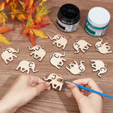 Unfinished Wood Elephant Pendant Ornament, for DIY Craft Accessories, BurlyWood, 38x49x3mm, Hole: 4mm