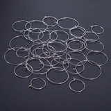 Brass Wine Glass Charm Rings Hoop Earrings, Silver, 160pcs/set