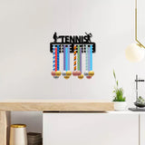 Sports Theme Iron Medal Hanger Holder Display Wall Rack, 3-Line, with Screws, Tennis, 130x290mm, Hole: 5mm