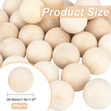 30Pcs Natural Wooden Round Ball, DIY Decorative Wood Crafting Balls, Unfinished Wood Sphere, No Hole/Undrilled, Undyed, Lead Free, Antique White, 39~40mm