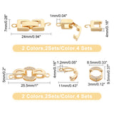 8 Sets 2 Style Brass Fold Over Clasps, Platinum & Golden, 4 sets/style