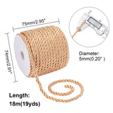 3-Ply Polyester Braided Cord, Twisted Rope, for DIY Cord Jewelry Findings, Goldenrod, 5mm, about 18m/roll