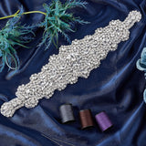1Pc Hotfix Rhinestone, Iron on Patches, Wedding Theme, Dress Shoes Garment Decoration, Flower, Crystal, 308x75x8mm