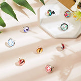 DIY Earring Making, with 304 Stainless Steel Stud Earring Settings & Ear Nuts, Transparent Glass Cabochons, Flat Round, Mixed Color, Earring Setting: 8mm/10mm/12mm, 48pcs/box