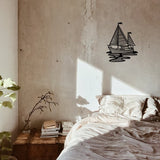 Iron Wall Art Decorations, for Front Porch, Living Room, Kitchen, Matte Style, Sailboat Pattern, 260x209x1mm