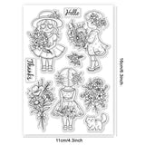 Custom PVC Plastic Clear Stamps, for DIY Scrapbooking, Photo Album Decorative, Cards Making, Flower, 160x110x3mm