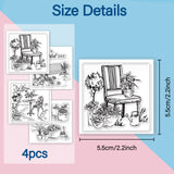 4Pcs 4 Styles PVC Stamp, for DIY Scrapbooking, Other Plants, 55x55mm, 1pc/style