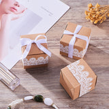 Gift Box, Wedding Decoration, Baby Shower Candy Packaging Box, Cartons Chocolate Wedding Party Gifts For Guests, with Ribbon, BurlyWood, 5x5x5cm, Ribbon about 47~48x1cm, 40set